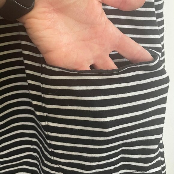 Coolibar Catalina Beach CoverUp Swim Dress UPF 50+ Black & White Striped Hood XL - Picture 5 of 12